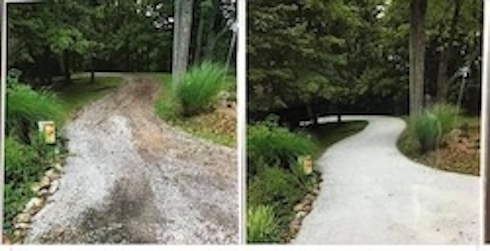 Gravel driveway before and after resurfacing in southwest Ohio